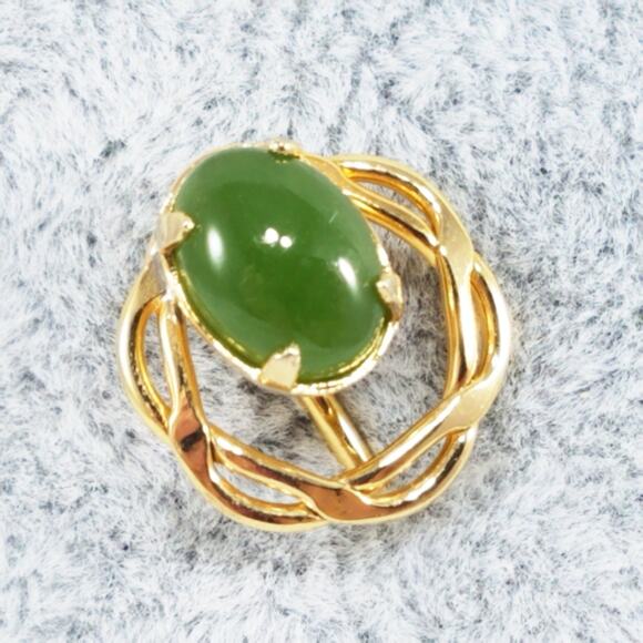 ART 12K Gold Filled Green Stone Stick Pin Vintage 1950s Arthur Pepper Jewelry - Picture 9 of 9
